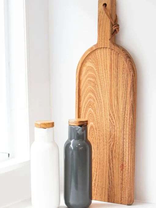 Aceiteras Y Vinagreras|Aceiteras Y Vinagreras>ladelle Aceitera y vinagrera de porcelana y madera Essentials, 2 uds. Blanco Off White y gris antracita brillante