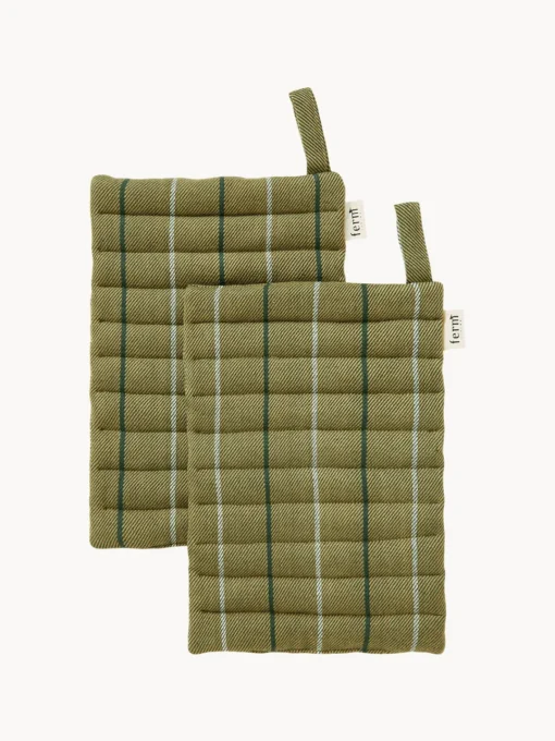 Textiles De Cocina Y Manteles|Textiles De Cocina>Ferm Living Agarraderas de algodón ecológico Ito, 2 uds. Tonos verdes