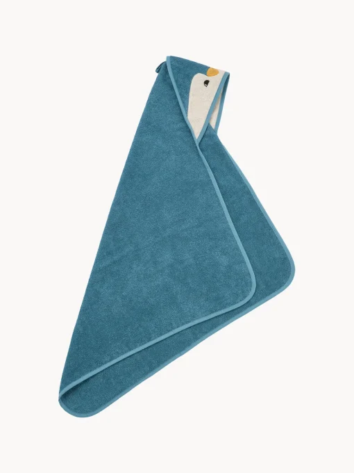 Textiles De Baño Infantiles|Decoración Infantil>Liewood Albornoz con capucha de algodón ecológico Albert Azul petróleo, blanco crema