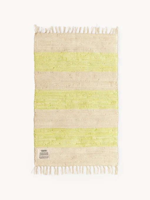 Rectangular|Alfombras Rectangulares>Bongusta Alfombra artesanal con flecos Chindi Amarillo claro, beige claro