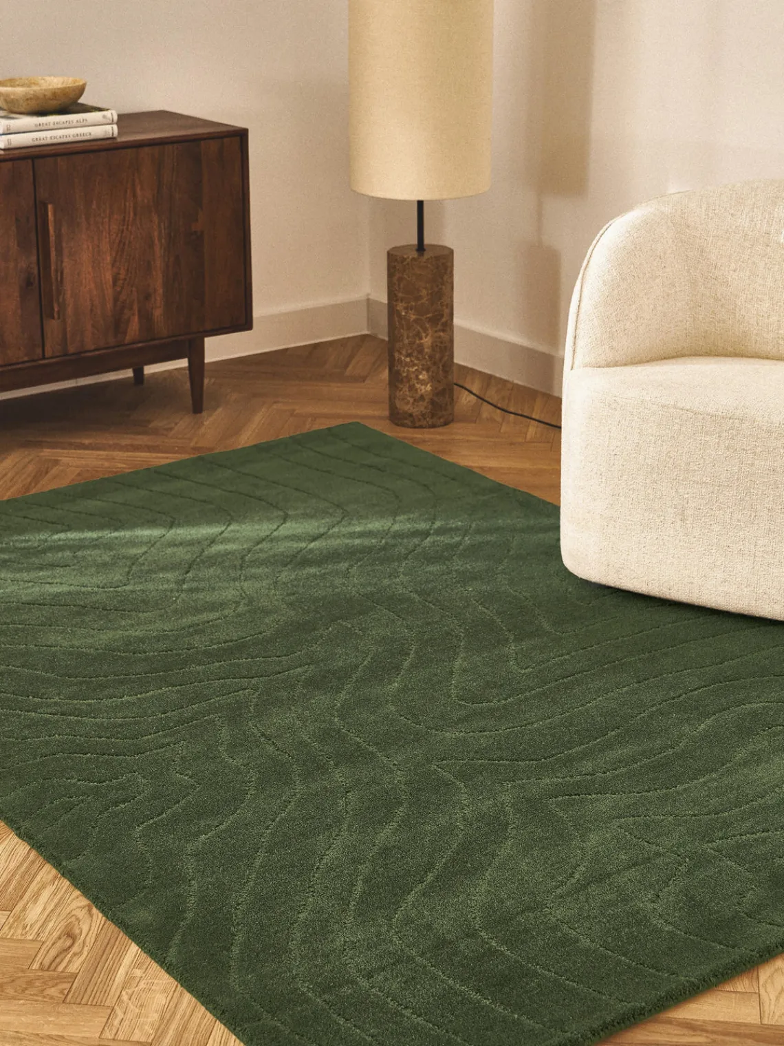 Rectangular|Alfombras Rectangulares>Westwing Collection Alfombra artesanal de lana Aaron Verde oscuro