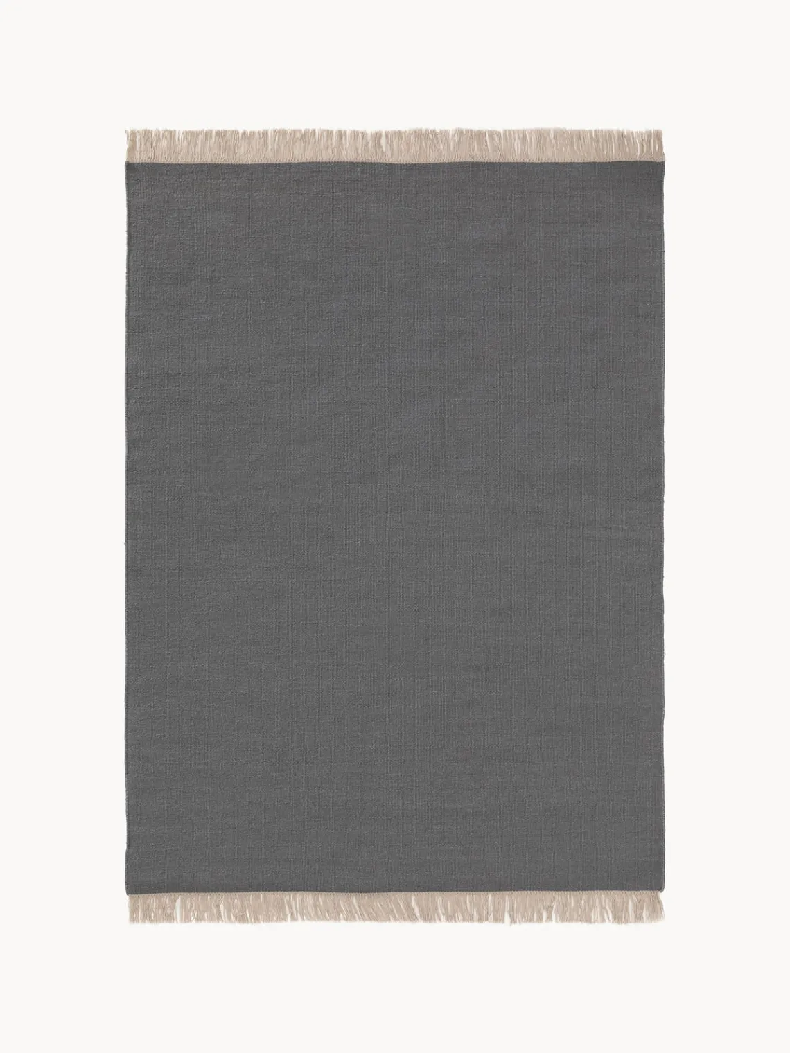Rectangular|Alfombras Rectangulares>benuta Alfombra artesanal de lana con flecos Liv Gris oscuro
