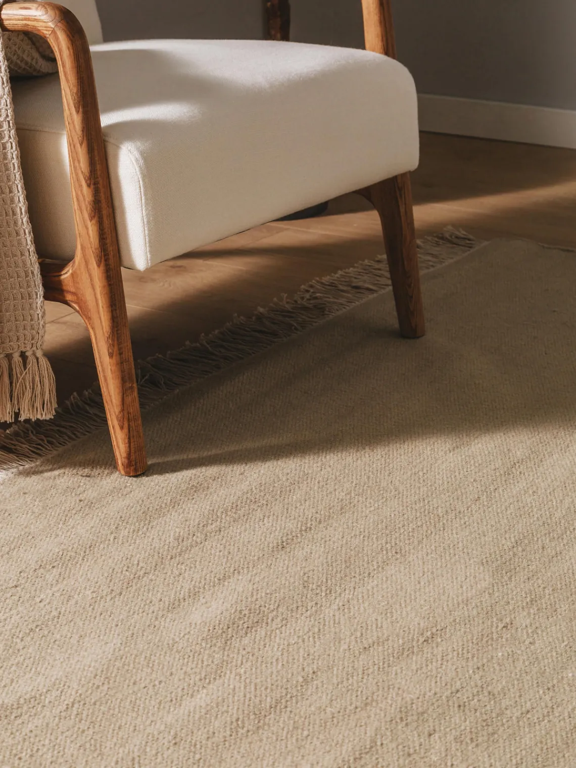 Rectangular|Alfombras Rectangulares>benuta Alfombra artesanal de lana con flecos Liv Beige