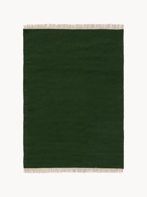 Alfombra artesanal de lana con flecos Liv Rectangular|Alfombras Rectangulares