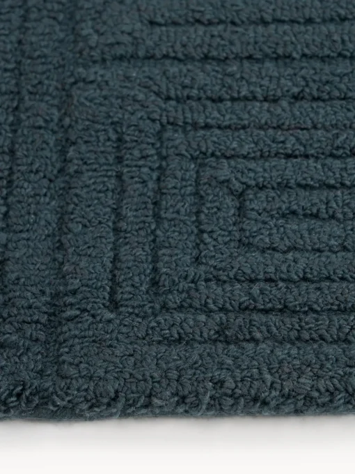 Rectangular|Alfombras Rectangulares>Westwing Collection Alfombra artesanal de lana con estampado geométrico Alexia Azul petróleo