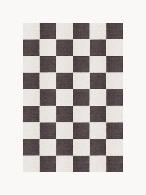 Clearance Alfombra artesanal de yute de pelo corto Chess Flatweave Rectangular|Alfombras Rectangulares