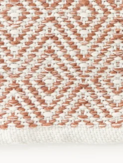 Alfombras De Exterior|Alfombras De Exterior>Westwing Collection Alfombra artesanal exterior con estampado de rombos vintage Rika Terracota, blanco Off White
