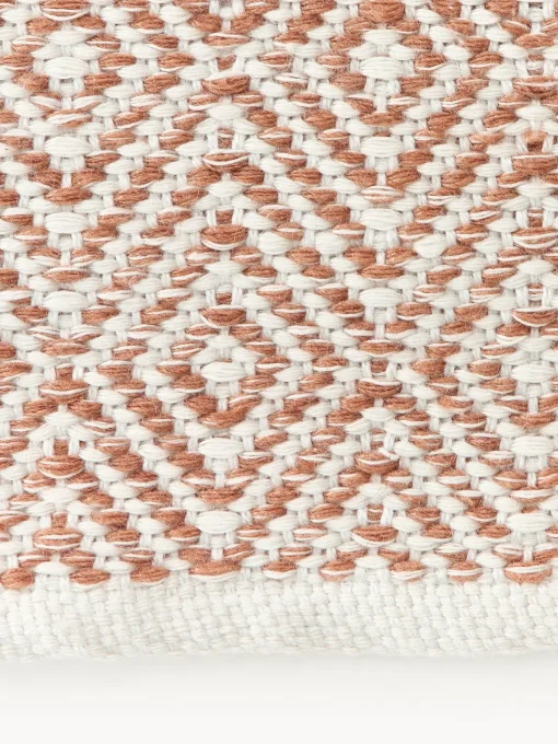 Alfombras De Exterior|Alfombras De Exterior>Westwing Collection Alfombra artesanal exterior con estampado de rombos vintage Rika Terracota, blanco Off White
