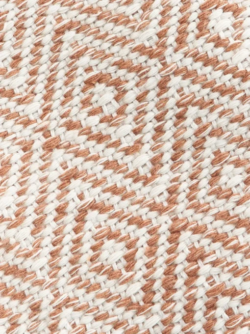 Alfombras De Exterior|Alfombras De Exterior>Westwing Collection Alfombra artesanal exterior con estampado de rombos vintage Rika Terracota, blanco Off White