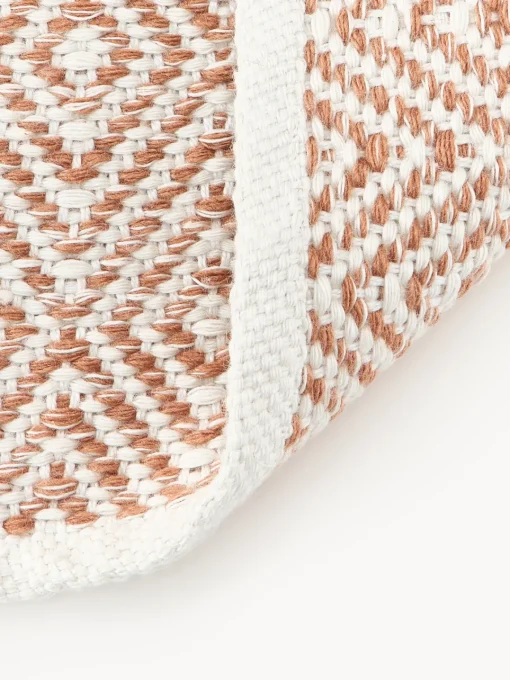 Alfombras De Exterior|Alfombras De Exterior>Westwing Collection Alfombra artesanal exterior con estampado de rombos vintage Rika Terracota, blanco Off White