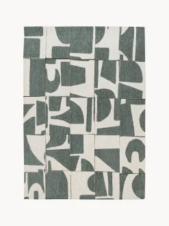 Rectangular|Alfombras Rectangulares>Louis de Poortere Alfombra con estampado gráfico Campanula Verde oscuro, blanco crema