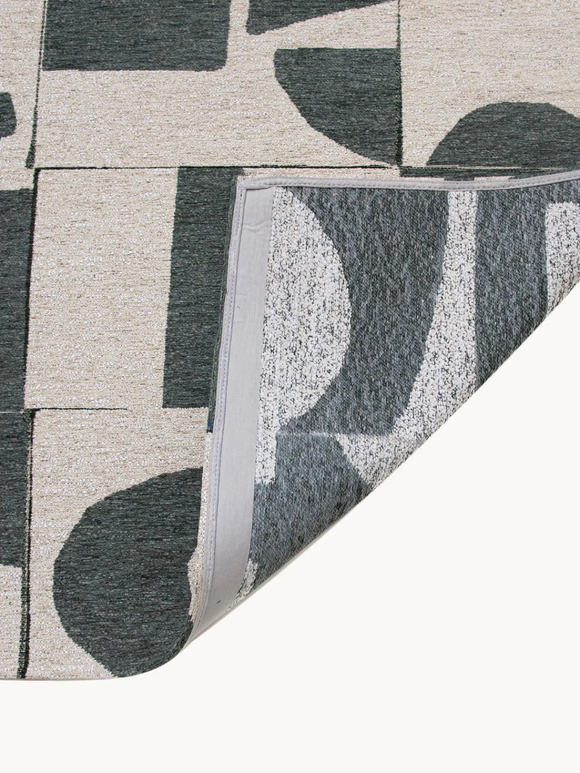 Rectangular|Alfombras Rectangulares>Louis de Poortere Alfombra con estampado gráfico Campanula Verde oscuro, blanco crema