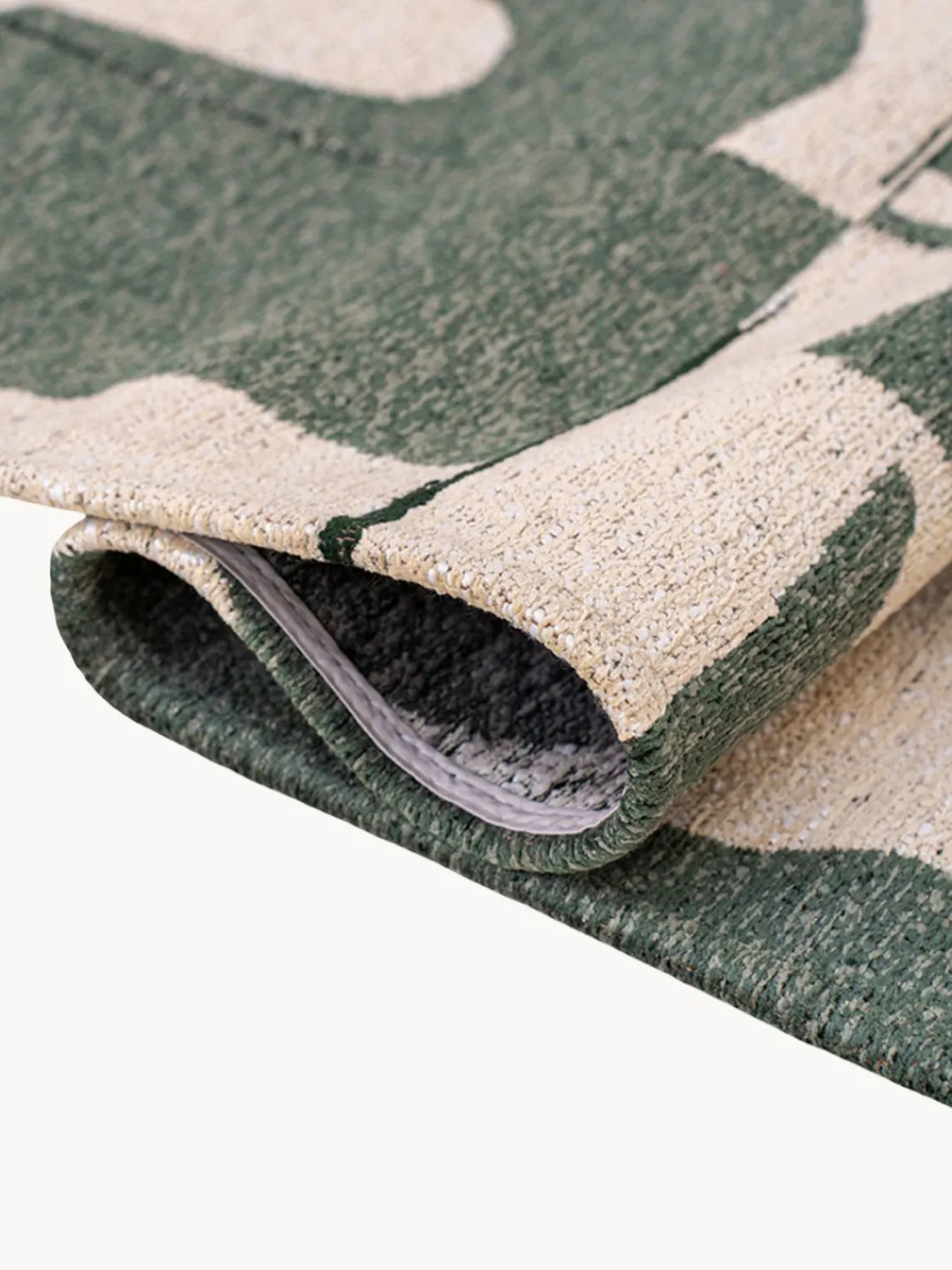 Rectangular|Alfombras Rectangulares>Louis de Poortere Alfombra con estampado gráfico Campanula Verde oscuro, blanco crema