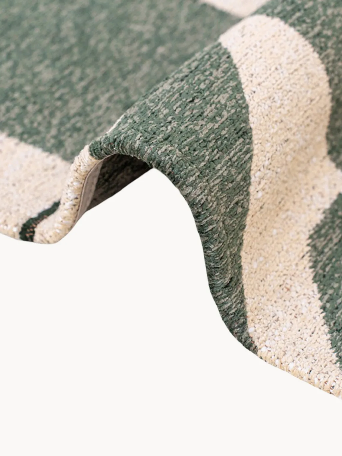 Rectangular|Alfombras Rectangulares>Louis de Poortere Alfombra con estampado gráfico Campanula Verde oscuro, blanco crema