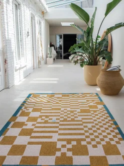 Rectangular|Alfombras Rectangulares></noscript>Louis de Poortere Alfombra con estampado gráfico Honey Ocre, Off White, azul