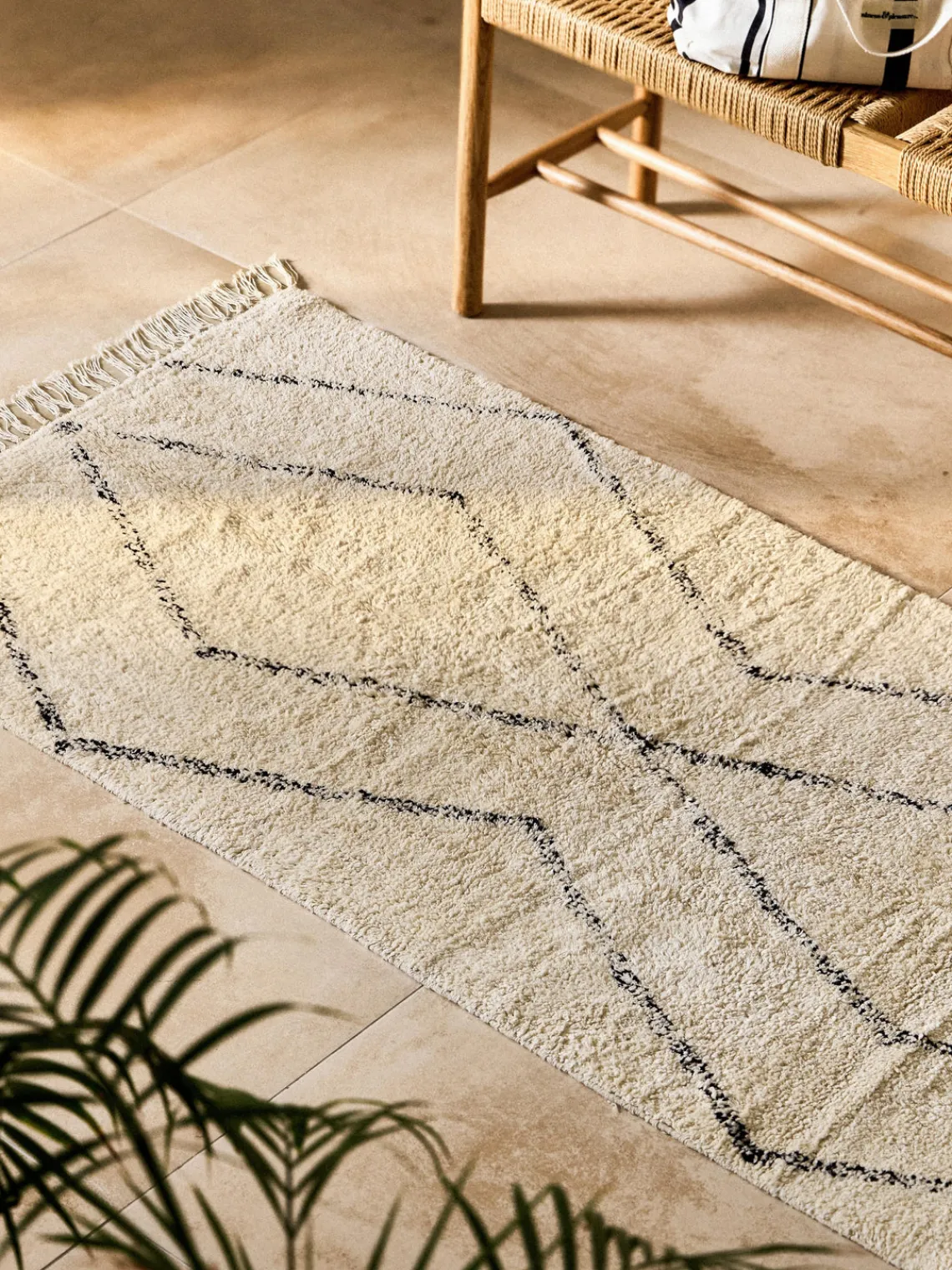 New Alfombra corredor artesanal de algodón con diseño de rombos y flecos Bina Alfombras De Pasillo|Alfombras De Pasillo