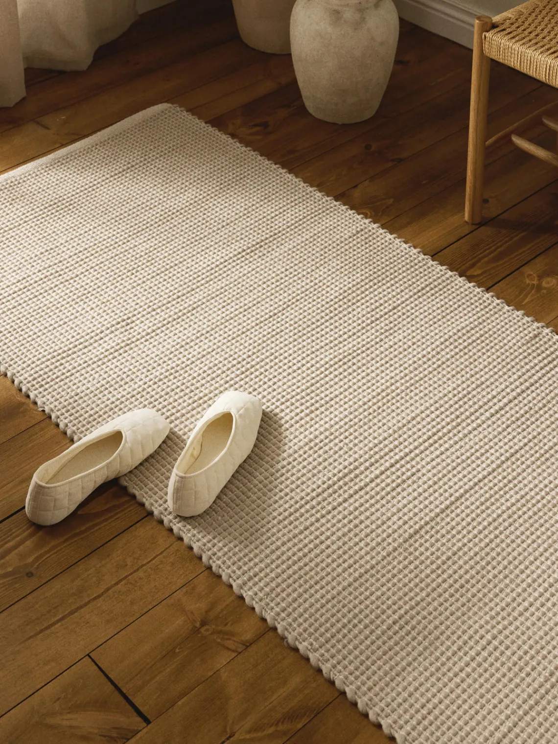 Alfombras De Pasillo|Alfombras De Pasillo>Westwing Collection Alfombra corredor artesanal de lana Amaro Beige, blanco crema