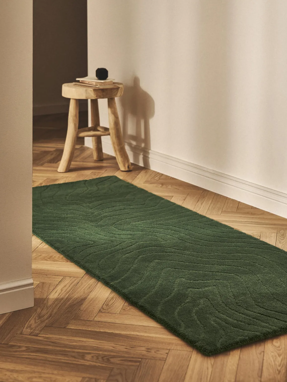 Alfombras De Pasillo|Alfombras De Pasillo>Westwing Collection Alfombra corredor artesanal de lana Aaron Verde oscuro