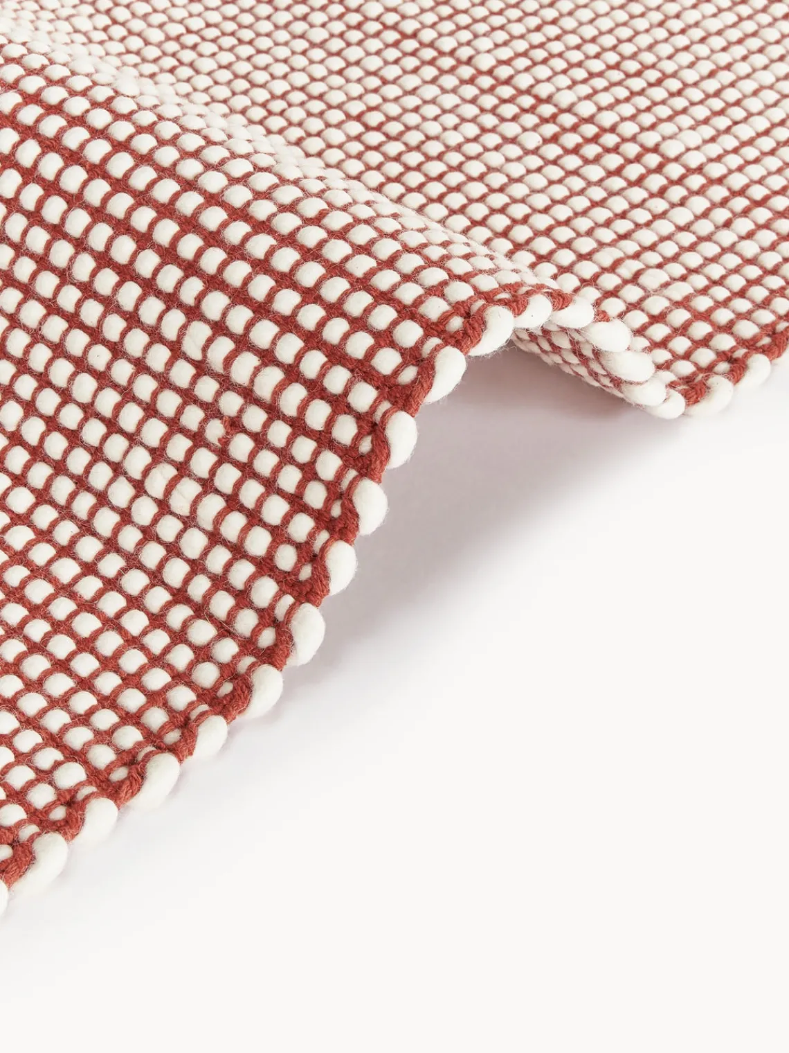 Alfombras De Pasillo|Alfombras De Pasillo>Westwing Collection Alfombra corredor artesanal de lana Amaro Terracota, blanco crema