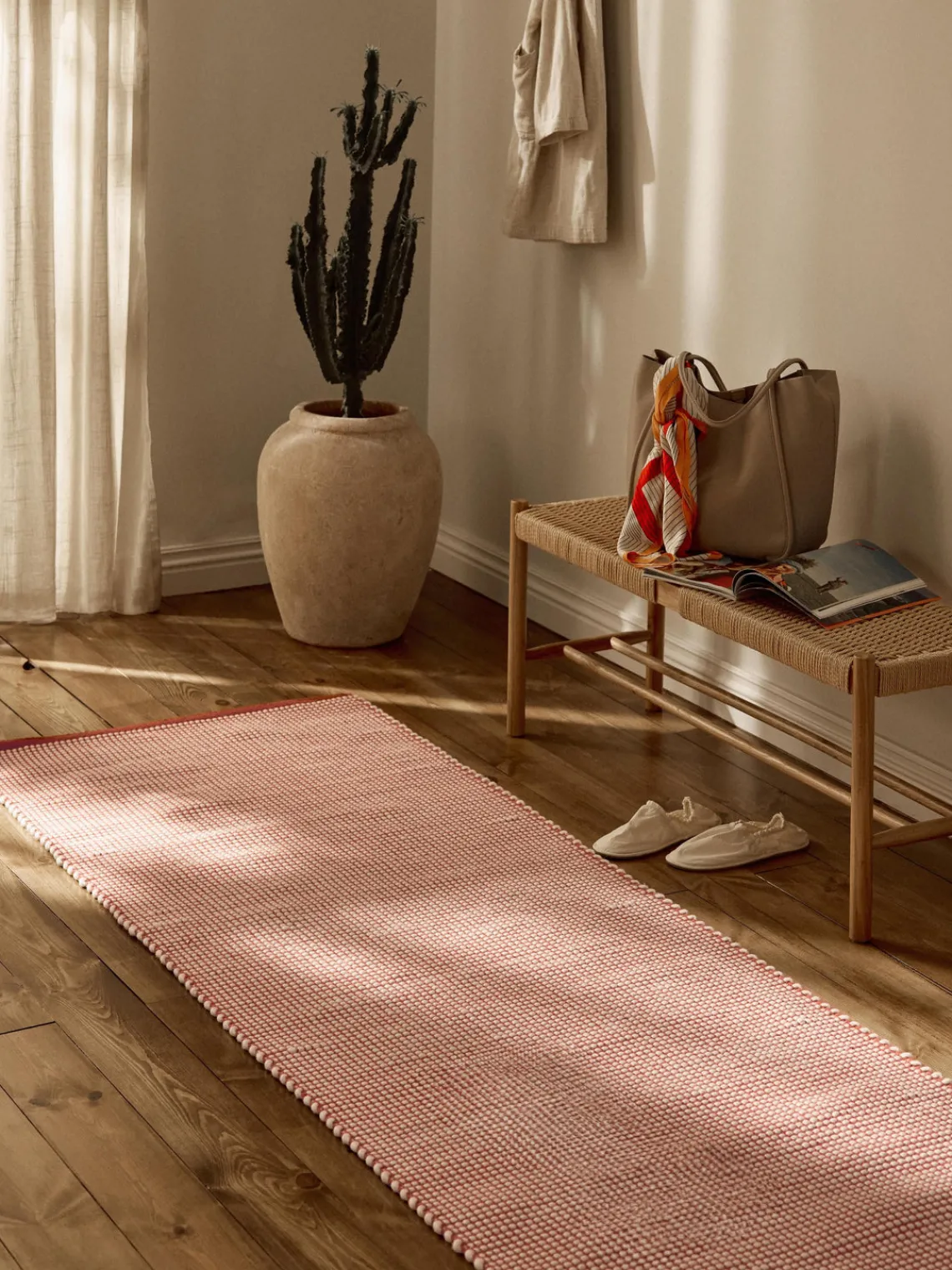 Alfombras De Pasillo|Alfombras De Pasillo>Westwing Collection Alfombra corredor artesanal de lana Amaro Terracota, blanco crema