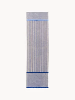 Alfombras De Pasillo|Alfombras De Pasillo>Louis de Poortere Alfombra corredor de pelo corto con flecos de diseño Folkform Monochrome Tonos azules, beige claro