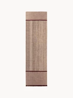 Alfombras De Pasillo|Alfombras De Pasillo>Louis de Poortere Alfombra corredor de pelo corto con flecos de diseño Folkform Monochrome Turrón, rojo vino, beige claro