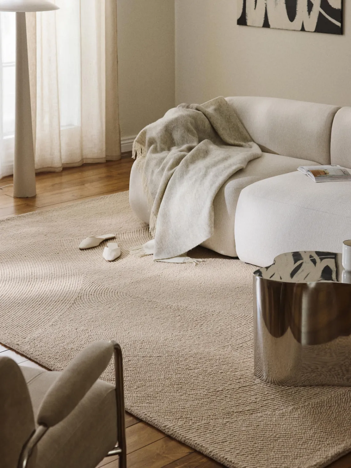 Rectangular|Alfombras Rectangulares>Westwing Collection Alfombra de pelo corto artesanal de lana Eleni Beige claro