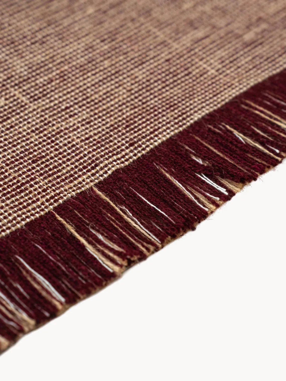 Rectangular|Alfombras Rectangulares>Louis de Poortere Alfombra de pelo corto con flecos diseño Folkform Monochrome Turrón, rojo vino, beige claro