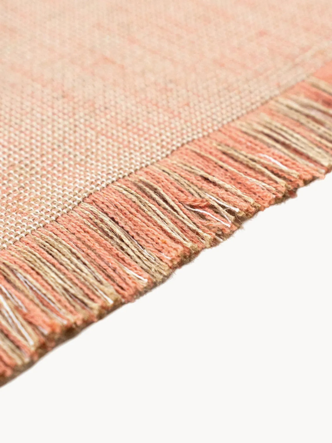 Rectangular|Alfombras Rectangulares>Louis de Poortere Alfombra de pelo corto con flecos diseño Folkform Monochrome Melocotón, beige claro