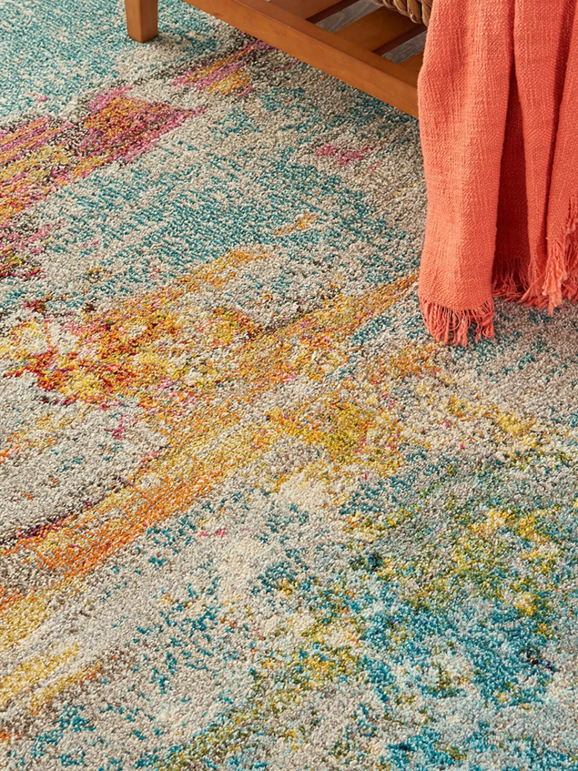 Rectangular|Alfombras Rectangulares>Nourison Alfombra de pelo corto de diseño Celestial Beige claro, multicolor