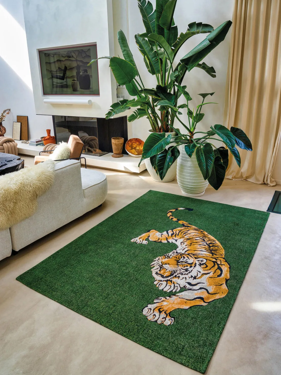 Rectangular|Alfombras Rectangulares>Louis de Poortere Alfombra de pelo corto Pop Verde oscuro, marrón claro, negro, blanco