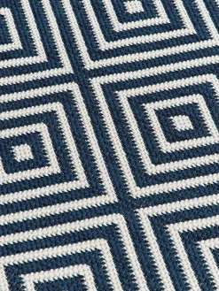 Alfombras De Exterior|Alfombras De Exterior></noscript>Westwing Collection Alfombra exterior reversible redonda en rombos Reddy Azul oscuro, blanco Off White
