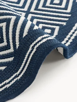 Alfombras De Exterior|Alfombras De Exterior></noscript>Westwing Collection Alfombra exterior reversible redonda en rombos Reddy Azul oscuro, blanco Off White