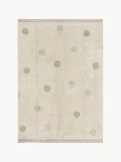 Decoración Infantil|Alfombras Infantiles>Lorena Canals Alfombra infantil artesanal Hippy Dots, lavable Beige claro, verde salvia