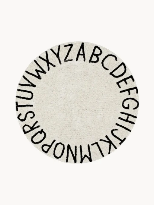 Decoración Infantil|Alfombras Infantiles>Lorena Canals Alfombra infantil redonda con letras de diseño ABC Beige claro, negro