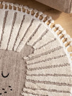 Decoración Infantil|Alfombras Infantiles></noscript>benuta Alfombra infantil redonda texturizada con borlas Momo Tonos beige