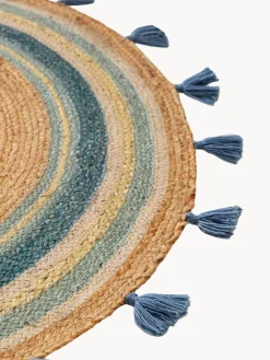 Decoración Infantil|Alfombras Infantiles></noscript>benuta Alfombra infantil redonda artesanal de yute Lovis Marrón, tonos azules