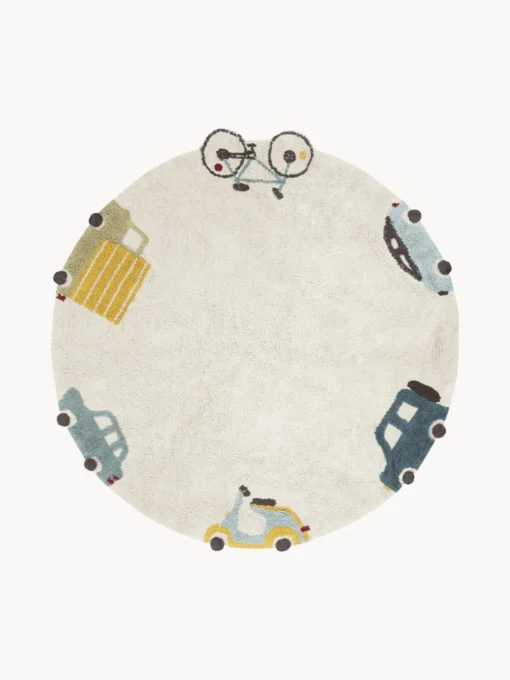 Online Alfombra infantil redonda artesanal con efecto alto-bajo Wheels, lavable Niños Decoración Infantil|Alfombras Infantiles