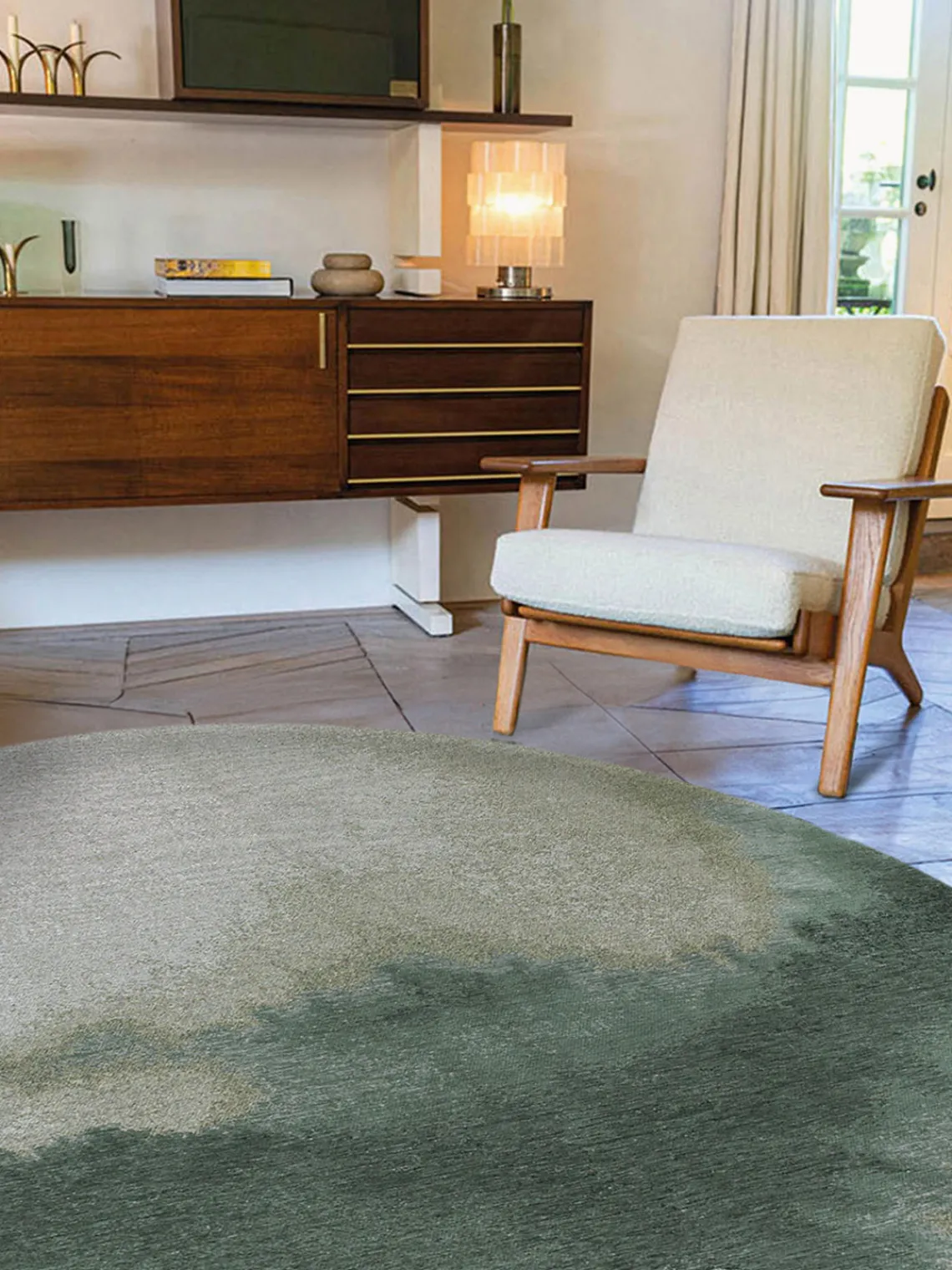 Redonda|Alfombras Rectangulares>Louis de Poortere Alfombra redonda de pelo corto Lagoon