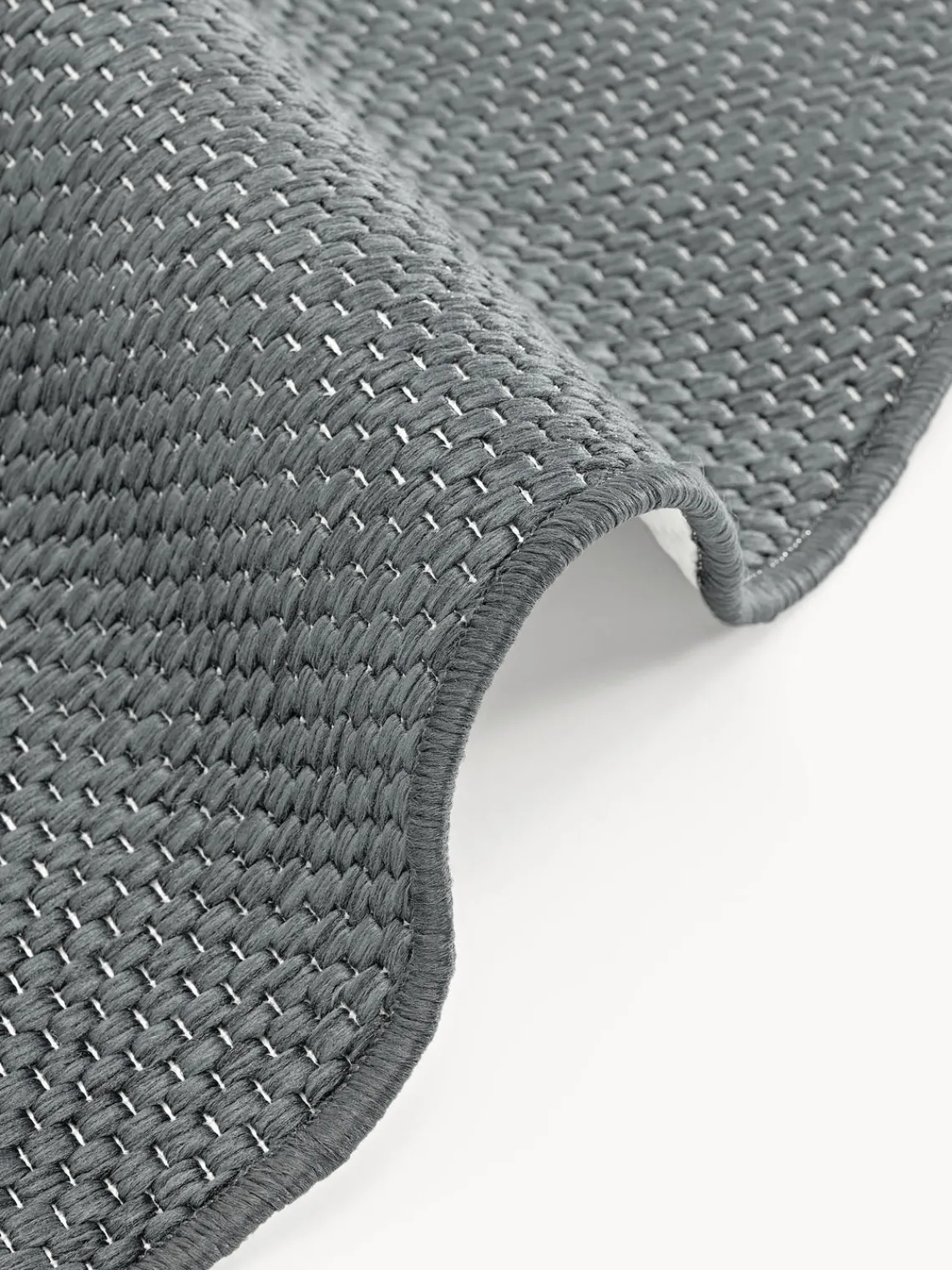 Alfombras De Exterior|Alfombras De Exterior>Westwing Collection Alfombra reversible redonda para interior y exterior Whitby Gris oscuro, blanco Off White