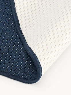 Alfombras De Exterior|Alfombras De Exterior></noscript>Westwing Collection Alfombra reversible redonda para interior y exterior Whitby Azul oscuro, blanco Off White