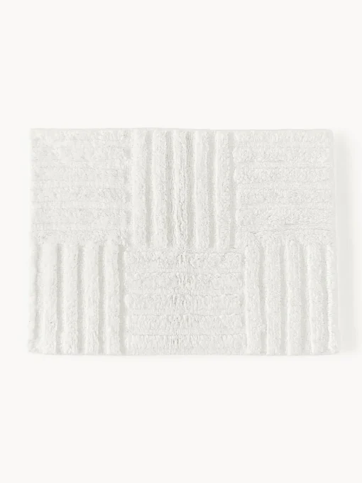 Alfombras De Baño|Mantas>Westwing Collection Alfombrilla de baño antideslizante con relieve Tianna Blanco Off White