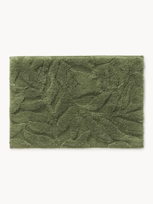 Alfombras De Baño|Mantas>Westwing Collection Alfombrilla de baño antideslizante con diseño en relieve Leaf Verde oscuro