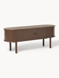 Muebles De Tv|Muebles De Tv>Westwing Collection Aparador acanalado Calary Madera de roble lacada en marrón oscuro