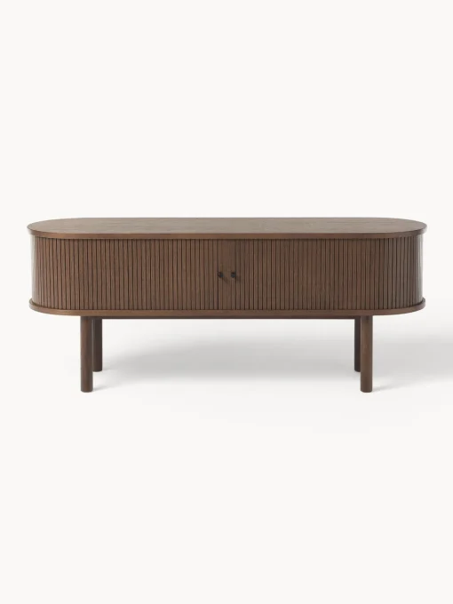 Muebles De Tv|Muebles De Tv>Westwing Collection Aparador acanalado Calary Madera de roble lacada en marrón oscuro