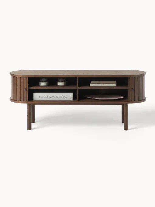 Muebles De Tv|Muebles De Tv>Westwing Collection Aparador acanalado Calary Madera de roble lacada en marrón oscuro