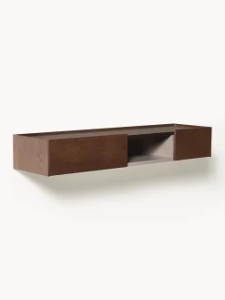 Mesas Consola|Consolas>Westwing Collection Aparador de pared de madera Larsen Madera de roble lacada en marrón oscuro