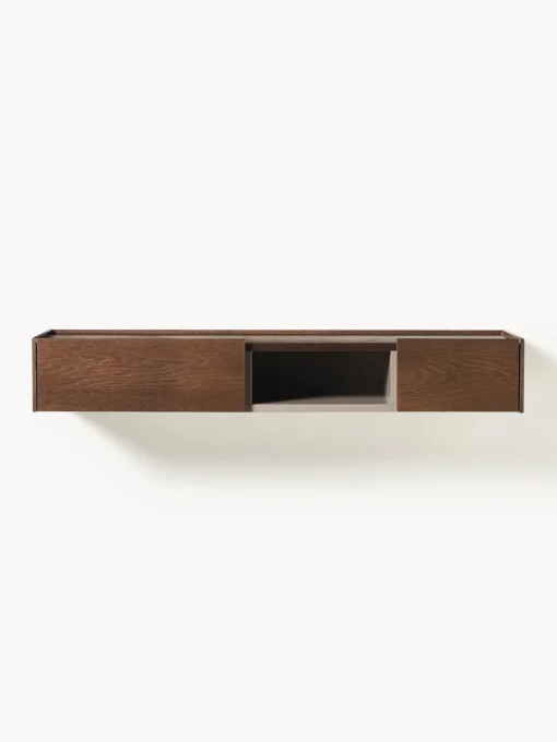 Mesas Consola|Consolas>Westwing Collection Aparador de pared de madera Larsen Madera de roble lacada en marrón oscuro