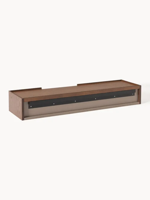 Mesas Consola|Consolas>Westwing Collection Aparador de pared de madera Larsen Madera de roble lacada en marrón oscuro