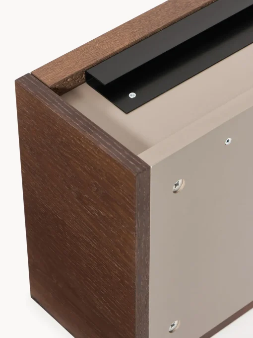 Mesas Consola|Consolas>Westwing Collection Aparador de pared de madera Larsen Madera de roble lacada en marrón oscuro